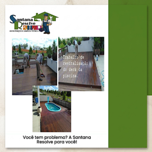 Revitalização e lixamento de deck de madeira de piscina em Gravataí